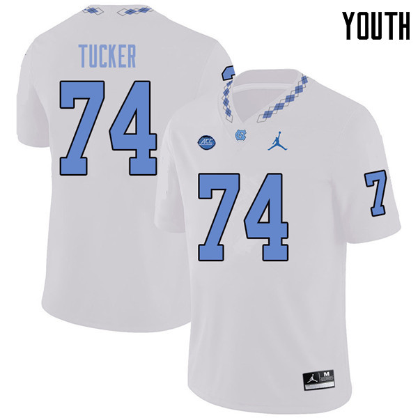 Jordan Brand Youth #74 Jordan Tucker North Carolina Tar Heels College Football Jerseys Sale-White
